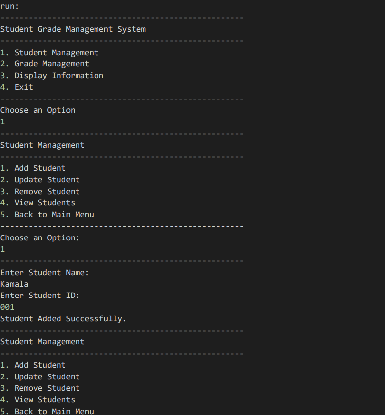 Student Grade Management System - Java Console Based